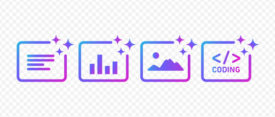 Ai assistant. Prompt Ai. Generation text, stats, image, coding. Logo or icon Artificial intelligence. Neuro-network