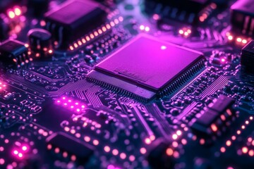Close-up of a Circuit Board with a Microchip