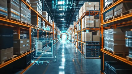 Exploring a modern warehouse with advanced technology for inventory management and smart logistics systems in action - Powered by Adobe
