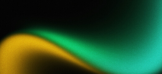 Grainy noise texture background, with abstract orange green vibrant glowing gradient shape on black backdrop, perfect for dark banner poster header design