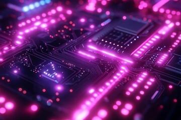 Fototapeta premium Abstract Neon Circuit Board Design