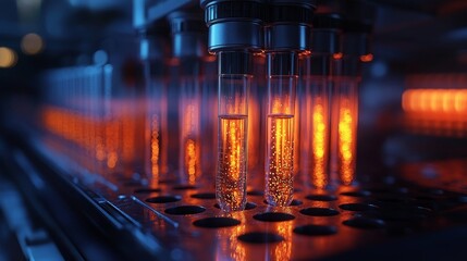 Intricate Laboratory Test Tubes Under Bright Light