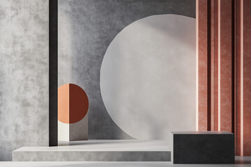abstract 3d wall panel geometry shape modern design varies material. 