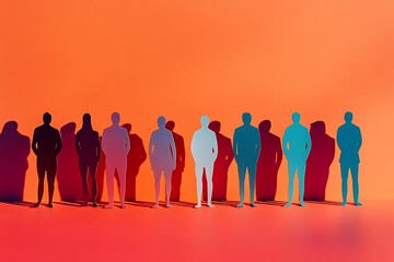 Colorful Team Figures Standing Together in Solidarity