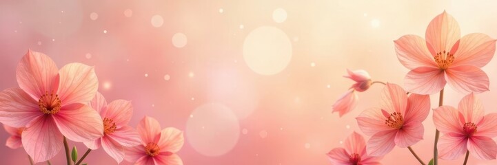 Obraz premium Dreamy peach gradient, translucent floral mandala overlay , illustration, peaceful, delicate