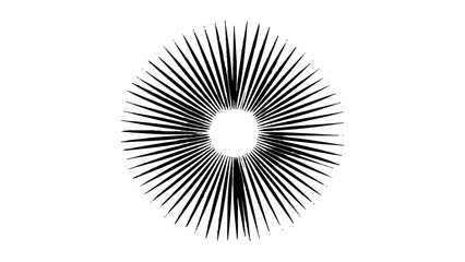 Vector abstract illustration of a sunburst featuring clean, lengthy rays, representing clarity, energy, and focus in a simplistic and modern artistic style.