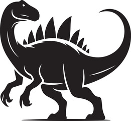 vector silhouette of a dinosaur with  a white background.