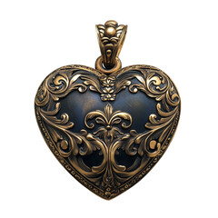 Ornate Heart Pendant Antique Gold Design Jewelry Accessory,