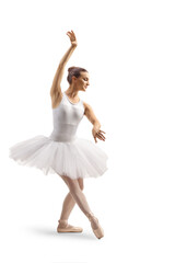 Naklejka premium Ballerina in a white tutu dress dancing