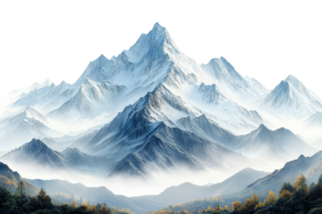 A breathtaking view of majestic mountains, showcasing snow-capped peaks and lush greenery at the foothills, perfect for outdoor enthusiasts.