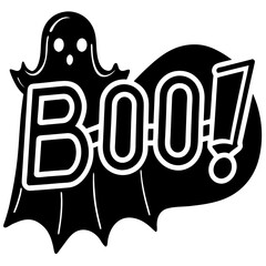 A boo neon sign with ghost silhouette vector illustration 