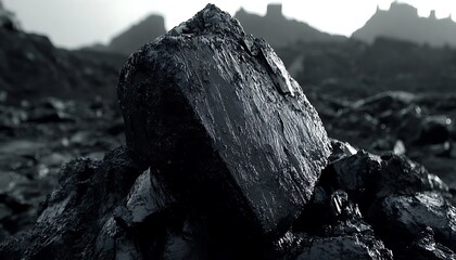 Fototapeta premium Rugged Coal Rock Amidst a Mountain Landscape.