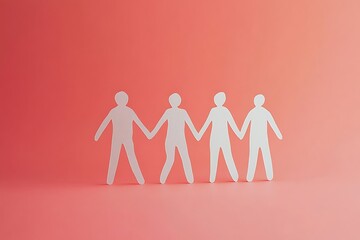 Diverse Paper People Holding Hands Unity Background1