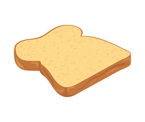 Vector illustration of sandwich bread isolated on white background. Plain slice of bread