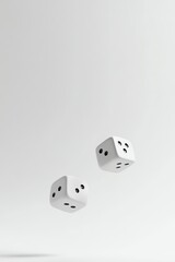 Rolling Dice with Black Spots on White Background for Games
