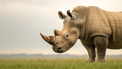 Obraz premium Rhino Grazing African Savanna.