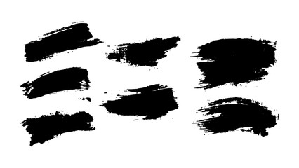 Collection of modern brush strokes. Line of grunge texture brush strokes. Vector black paint brush strokes set isolated on white background.