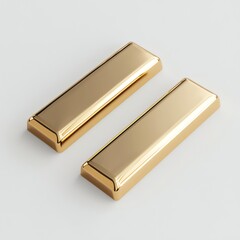 Shiny Gold Bar Ingots Stacked on Clean White Surface Wealth Concept