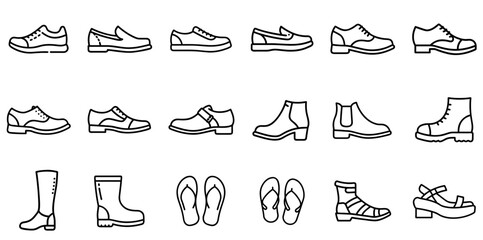 "Fashion Shoes Icon Representing Footwear Styles, Trends, and Foot Fashion in a Sleek and Modern Line Design"