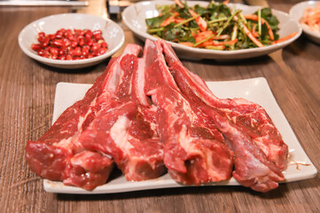 Chinese food. Grilled lamb ribs.