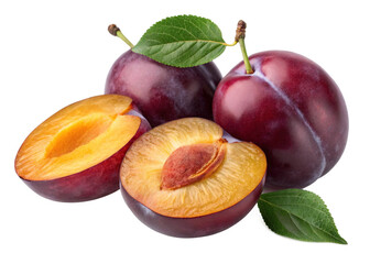 Plums isolated on a transparent background.
