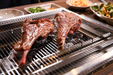 Chinese food. Grilled lamb ribs.