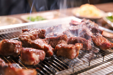 Chinese food. Grilled lamb ribs.