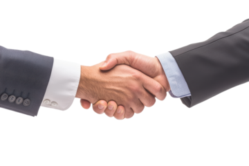 Two business professionals engaging in a handshake, symbolizing trust, agreement, and collaboration in the corporate environment.