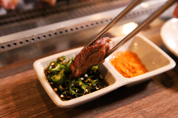 Chinese food. Grilled lamb ribs.