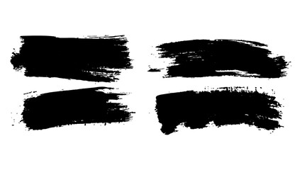 Vector black paint brush strokes set on solid white background. Creative black paint strokes on white background for artistic design and illustration projects