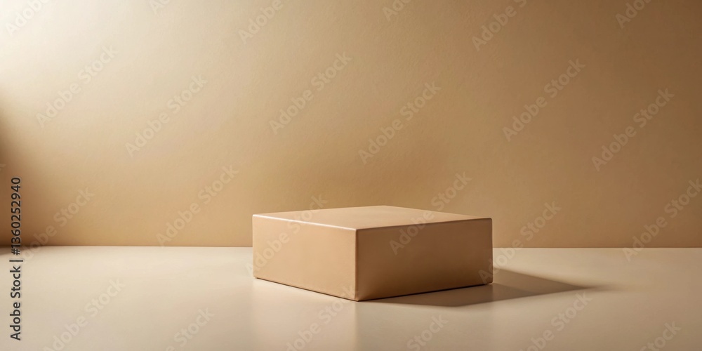 Aufkleber A minimalist beige cube platform on a neutral background ideal for product display or presentation