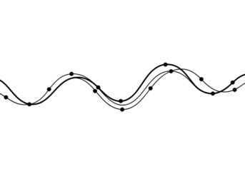 Abstract Wavy Lines with Dots Black and White Design Element