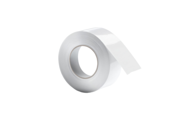 Roll of white tape is sitting on a white background, isolated