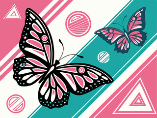 Modern butterfly vector illustration with bold and vibrant patterns.
