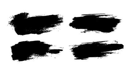 Vector black paint brush strokes set on solid white background. Creative black paint strokes on white background for artistic design and illustration projects