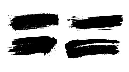Vector black paint brush strokes set on solid white background. Creative black paint strokes on white background for artistic design and illustration projects