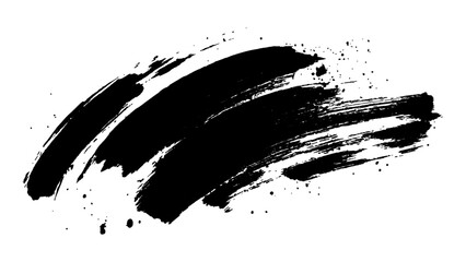 Abstract black paint splatter on white background. Stylish, grunge with a rough, worn look in dust and scratches on a white background. Brush strokes, stain grunge isolated on white background,