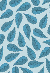 Fototapeta premium Mint foliage seamless set icon. Repeating leaf design on pale green background, ideal for organic themes, eco-friendly packaging, wellness branding, nature-inspired decoration.