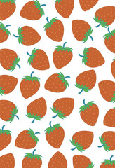 Strawberry seamless set icon. Bright red fruit with green leaves arranged on white background, ideal for food decor, organic packaging, dessert themes, fruity concepts.