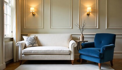 Fototapeta premium A well lit living room featuring elegant furniture and decor