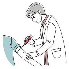 A doctor is carefully giving a vaccine to a patient in a clinical environment, showcasing professionalism and trust in healthcare during the procedure