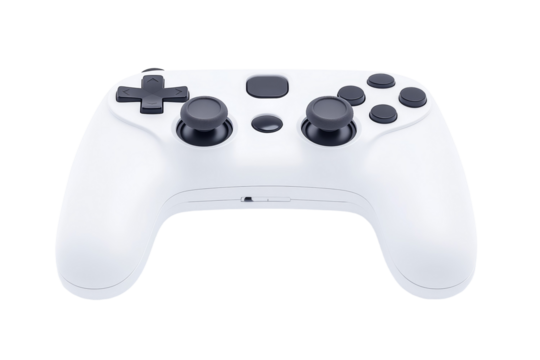 White controller with black buttons, isolated