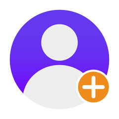 Obraz premium Profile set icon. User silhouette with plus sign indicates account creation, registration, new member, social profile, and contact addition.