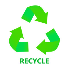 Ecology set icon. Classic green triangle of three arrows shows recycling loop, circular economy, sustainable practice, environmental responsibility.