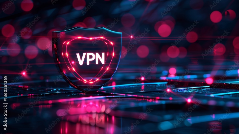 Poster enhancing online security with a virtual private network shield in a digital environment