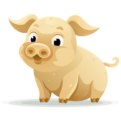 Piglet set icon. Cute cartoon pig with soft beige body symbolizes farm animal, livestock, innocence, children's illustration, sweet expression.