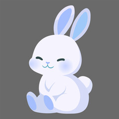 Bunny set icon. White cartoon rabbit with closed eyes symbolizes innocence, calmness, cuteness, soft design, animal character for kids.
