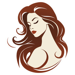 Redhead woman set icon. Female profile with flowing red hair symbolizes confidence, passion, classic elegance, fashion, stylish portrait, timeless charm.