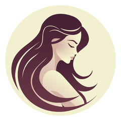 Redhead woman set icon. Female profile with flowing red hair symbolizes confidence, passion, classic elegance, fashion, stylish portrait, timeless charm.