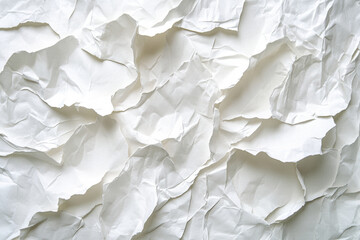 Obraz premium White crumpled paper background with soft shadows, creating texture and depth.